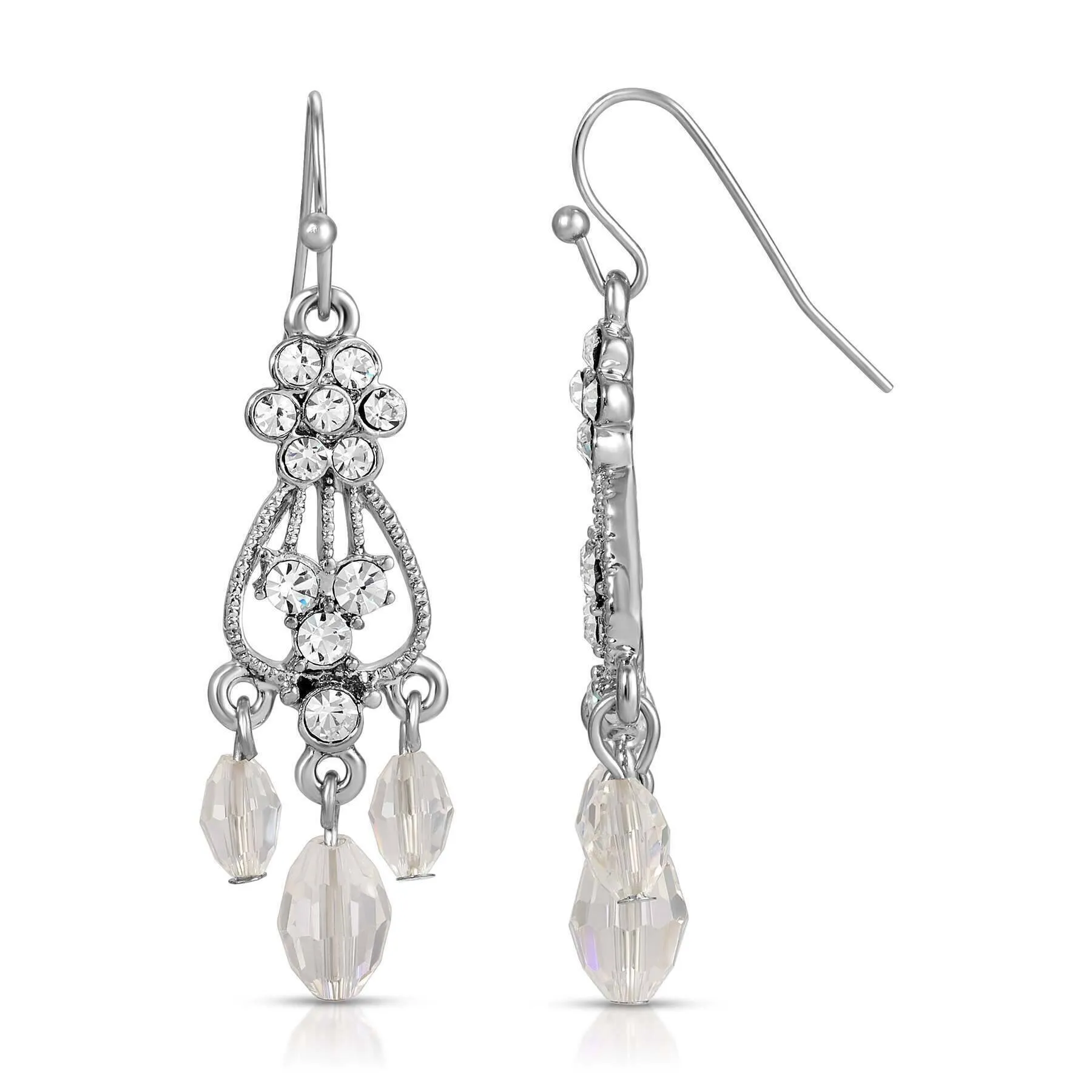 1928 Jewelry Crystal Flower Beaded Drop Chandelier Earrings 1928 Jewelry