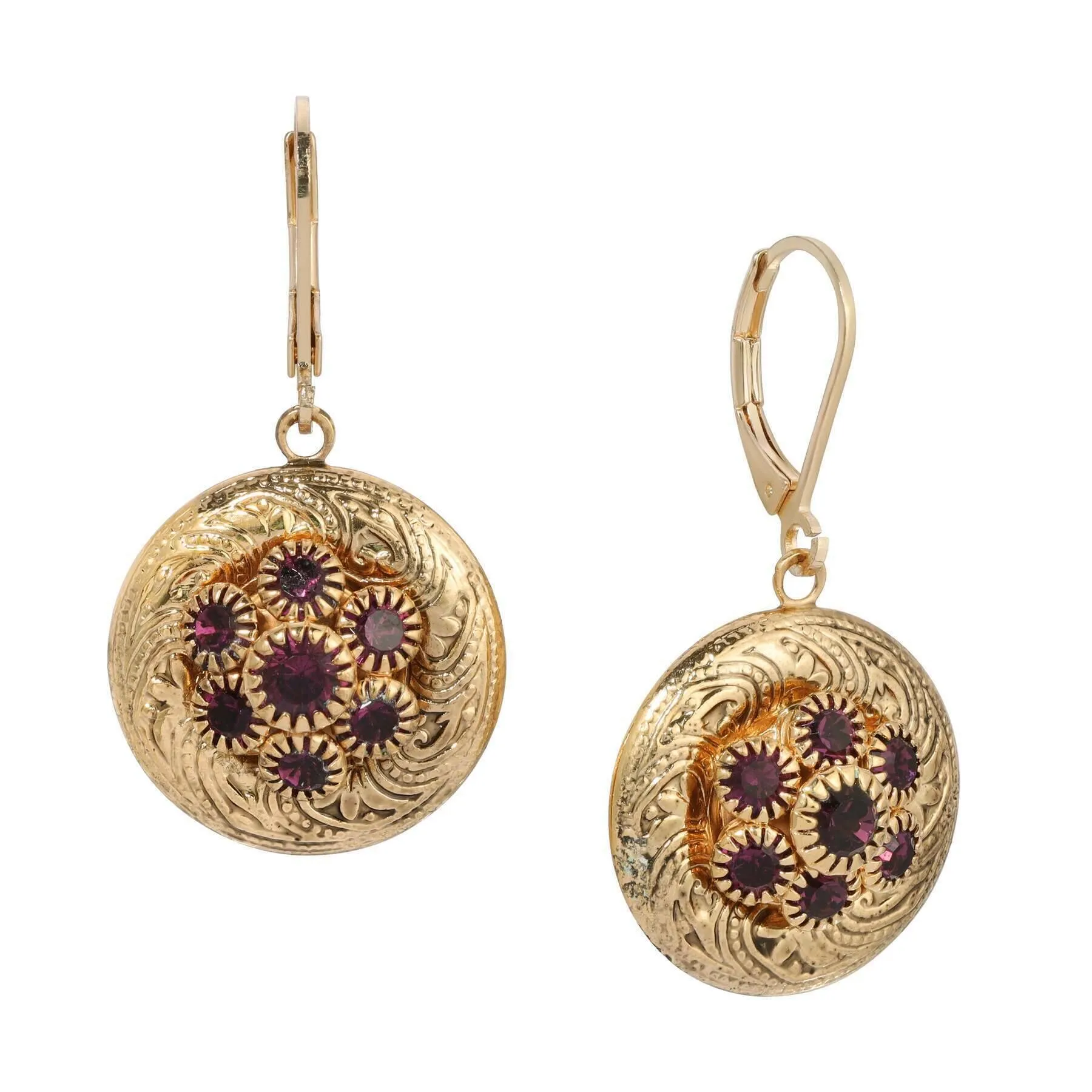 1928 Jewelry Crystal Flower Cluster & Vines Drop Earrings 1928 Jewelry