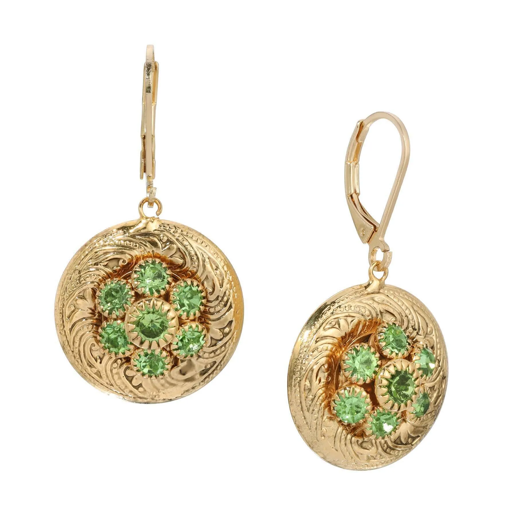 1928 Jewelry Crystal Flower Cluster & Vines Drop Earrings 1928 Jewelry