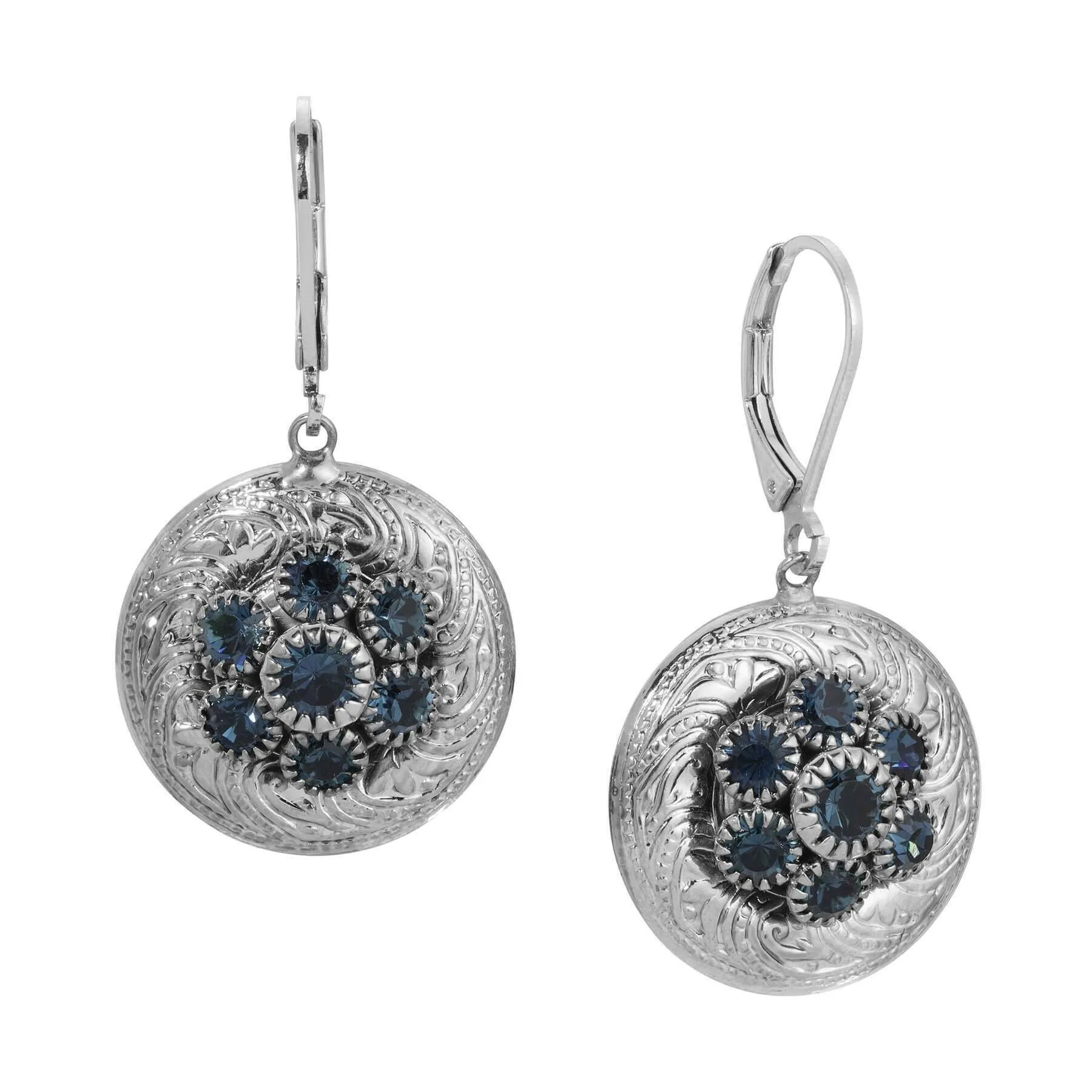 1928 Jewelry Crystal Flower Cluster & Vines Drop Earrings 1928 Jewelry