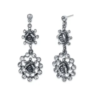 1928 Jewelry Crystal Flower Double Drop Earrings 1928 Jewelry