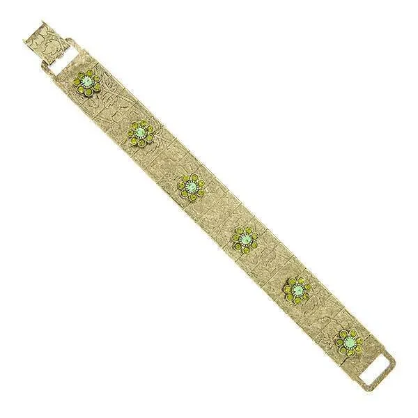 1928 Jewelry Crystal Flower Etched Floral Clasp Bracelet 1928 Jewelry