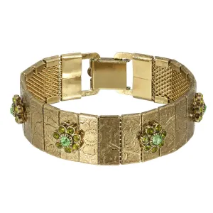 1928 Jewelry Crystal Flower Etched Floral Clasp Bracelet 1928 Jewelry