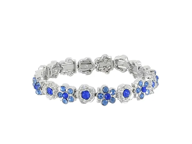 1928 Jewelry Crystal Flower Motif Stretch Bracelet 1928 Jewelry