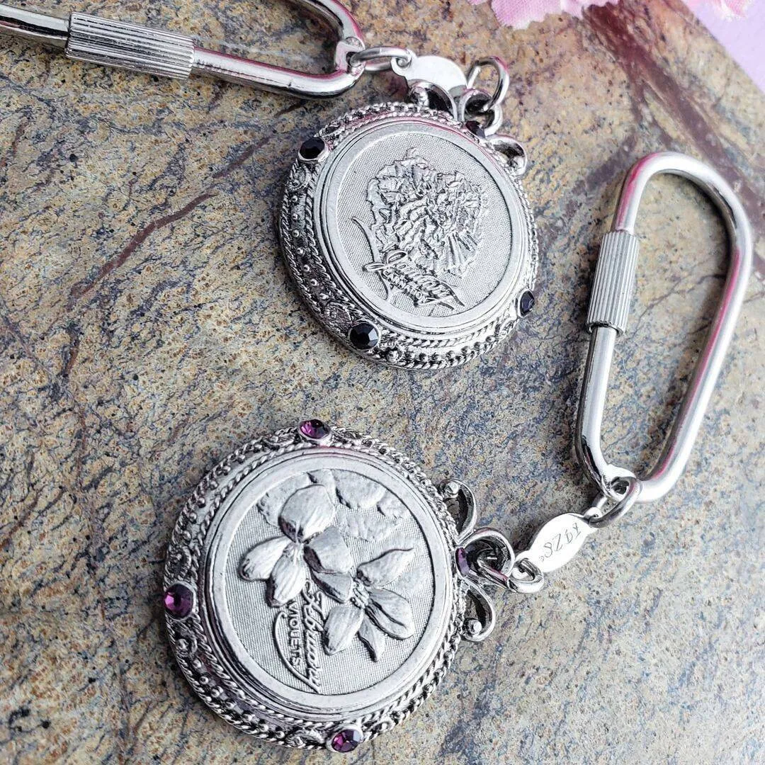 1928 Jewelry Crystal Flower of The Month Carabiner Key Chain 1928 Jewelry