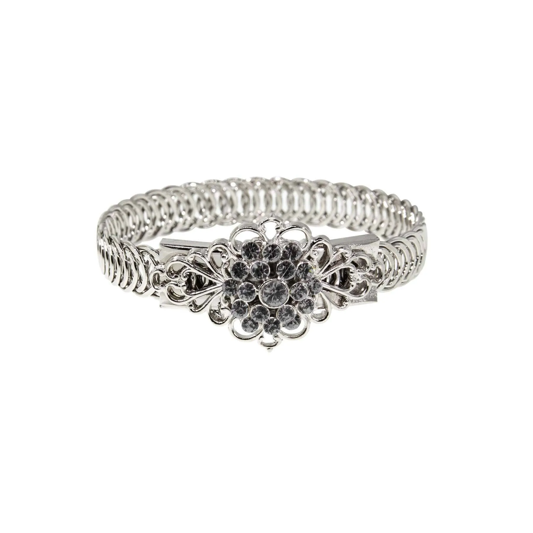 1928 Jewelry Crystal Flower Overlay Belt Bracelet 1928 Jewelry