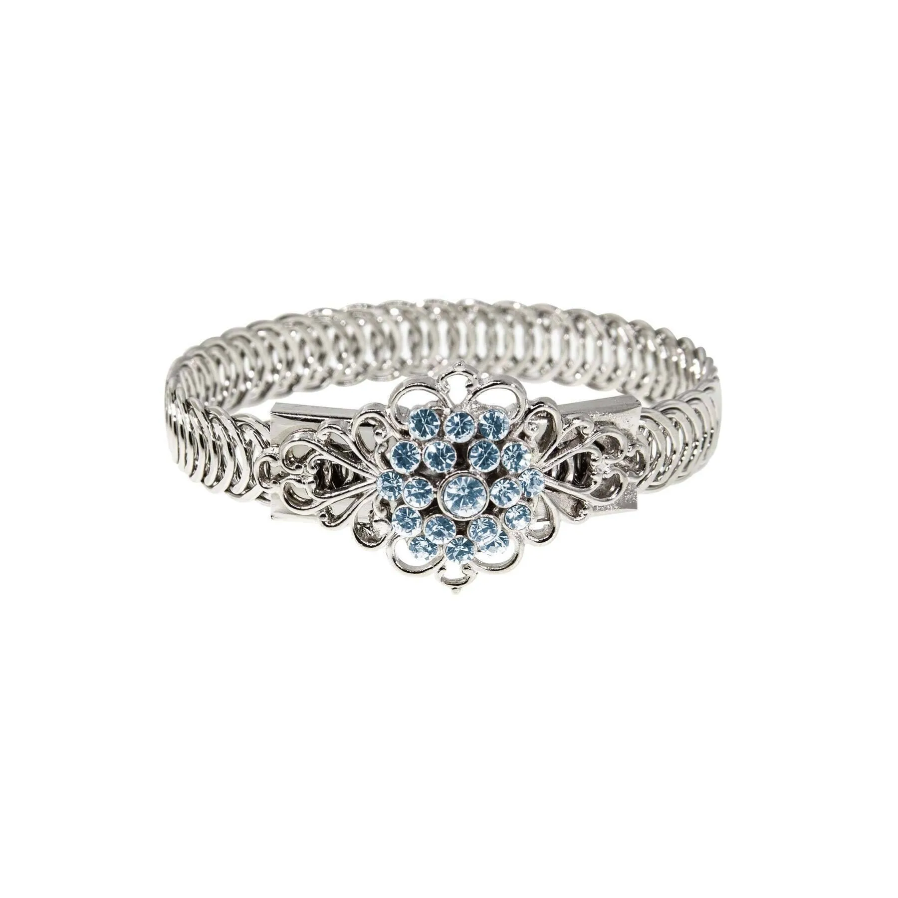 1928 Jewelry Crystal Flower Overlay Belt Bracelet 1928 Jewelry