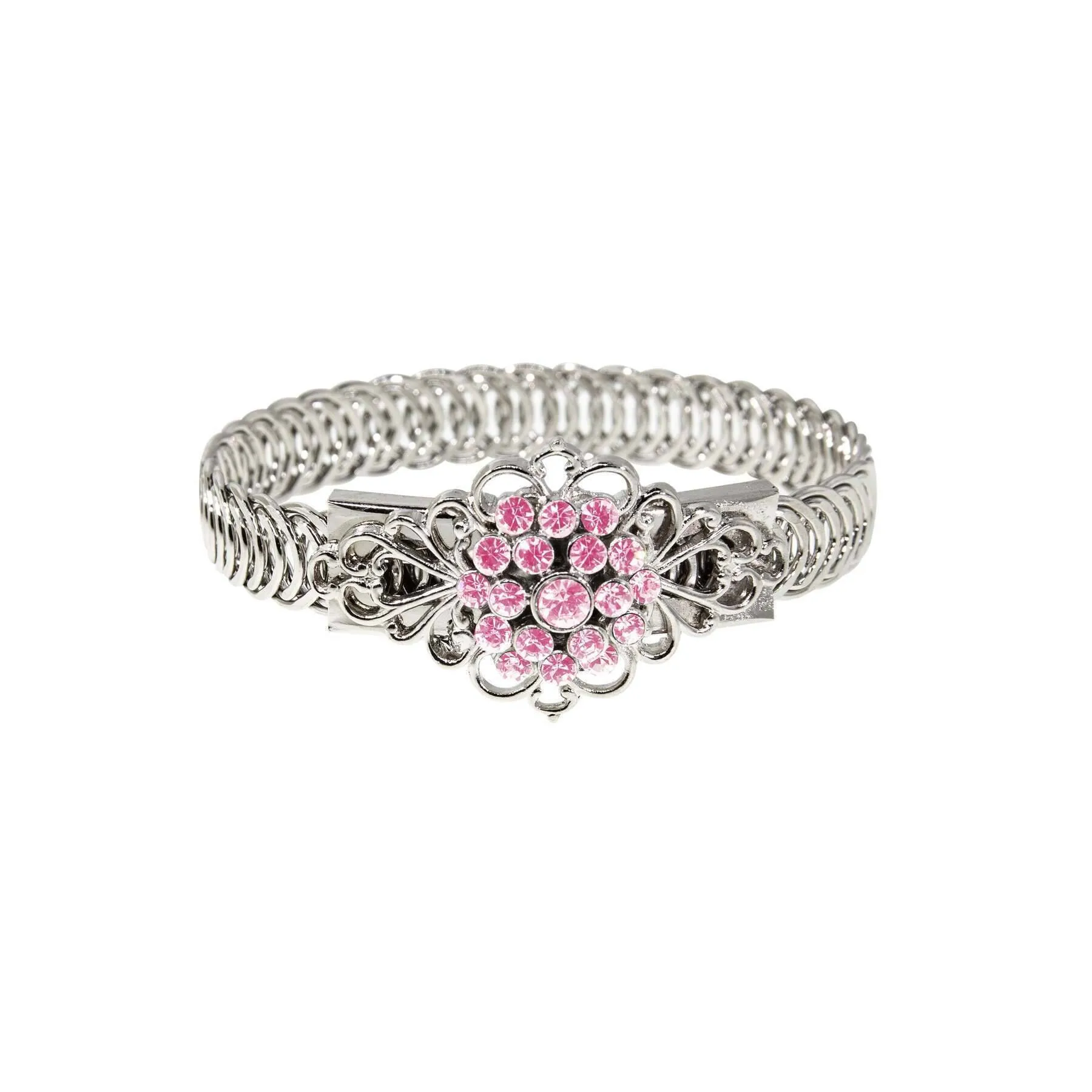 1928 Jewelry Crystal Flower Overlay Belt Bracelet 1928 Jewelry