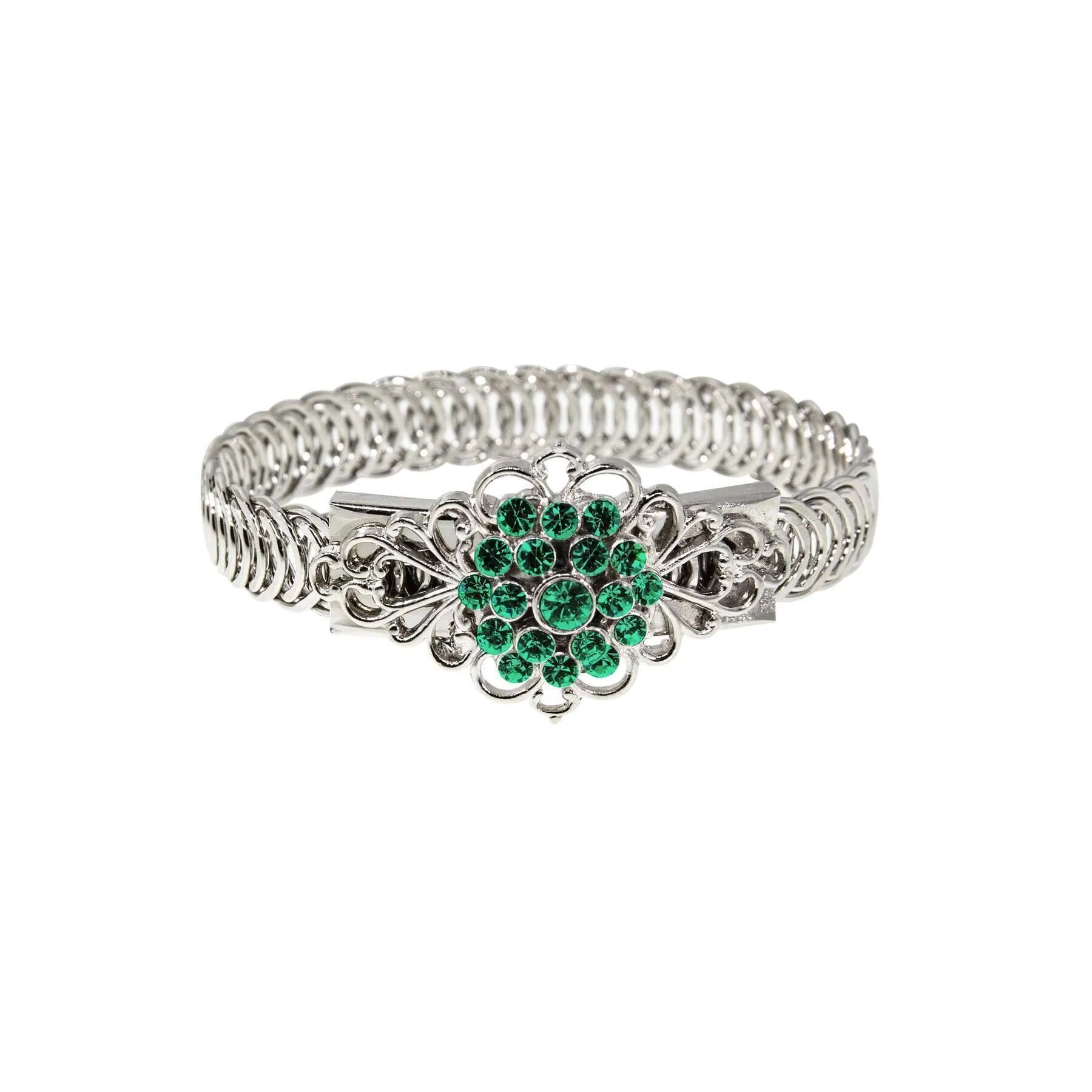 1928 Jewelry Crystal Flower Overlay Belt Bracelet 1928 Jewelry