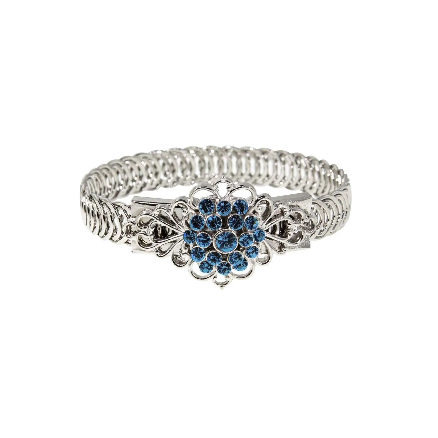1928 Jewelry Crystal Flower Overlay Belt Bracelet 1928 Jewelry