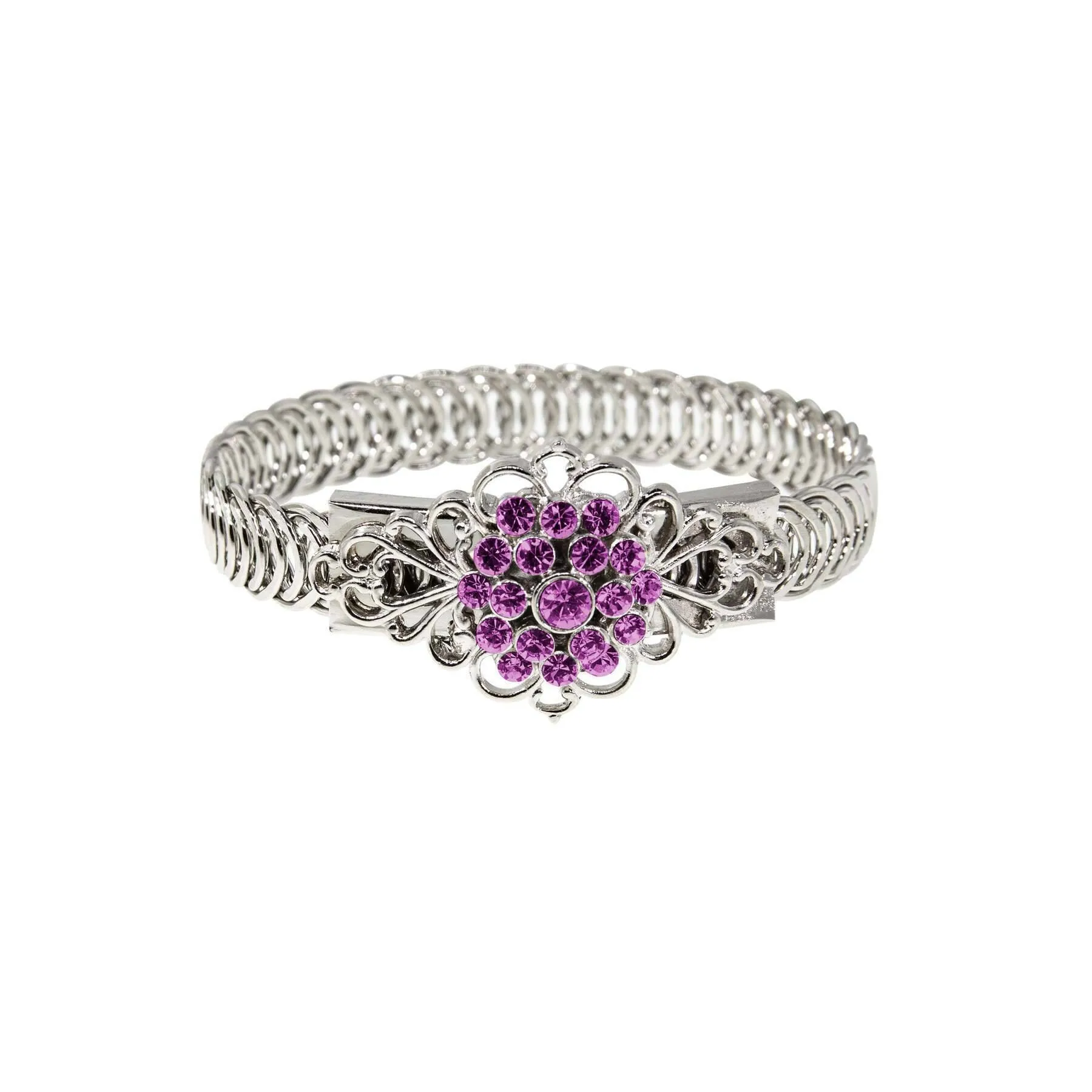1928 Jewelry Crystal Flower Overlay Belt Bracelet 1928 Jewelry