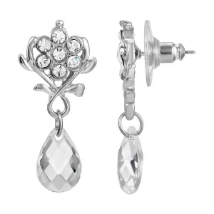 1928 Jewelry Crystal Flower Teardrop Earrings 1928 Jewelry
