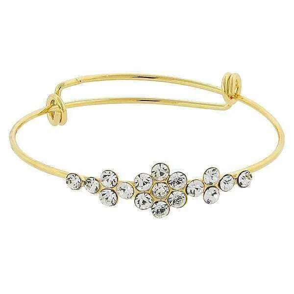 1928 Jewelry Crystal Flower Wire Bangle Bracelet 1928 Jewelry