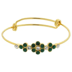 1928 Jewelry Crystal Flower Wire Bangle Bracelet 1928 Jewelry