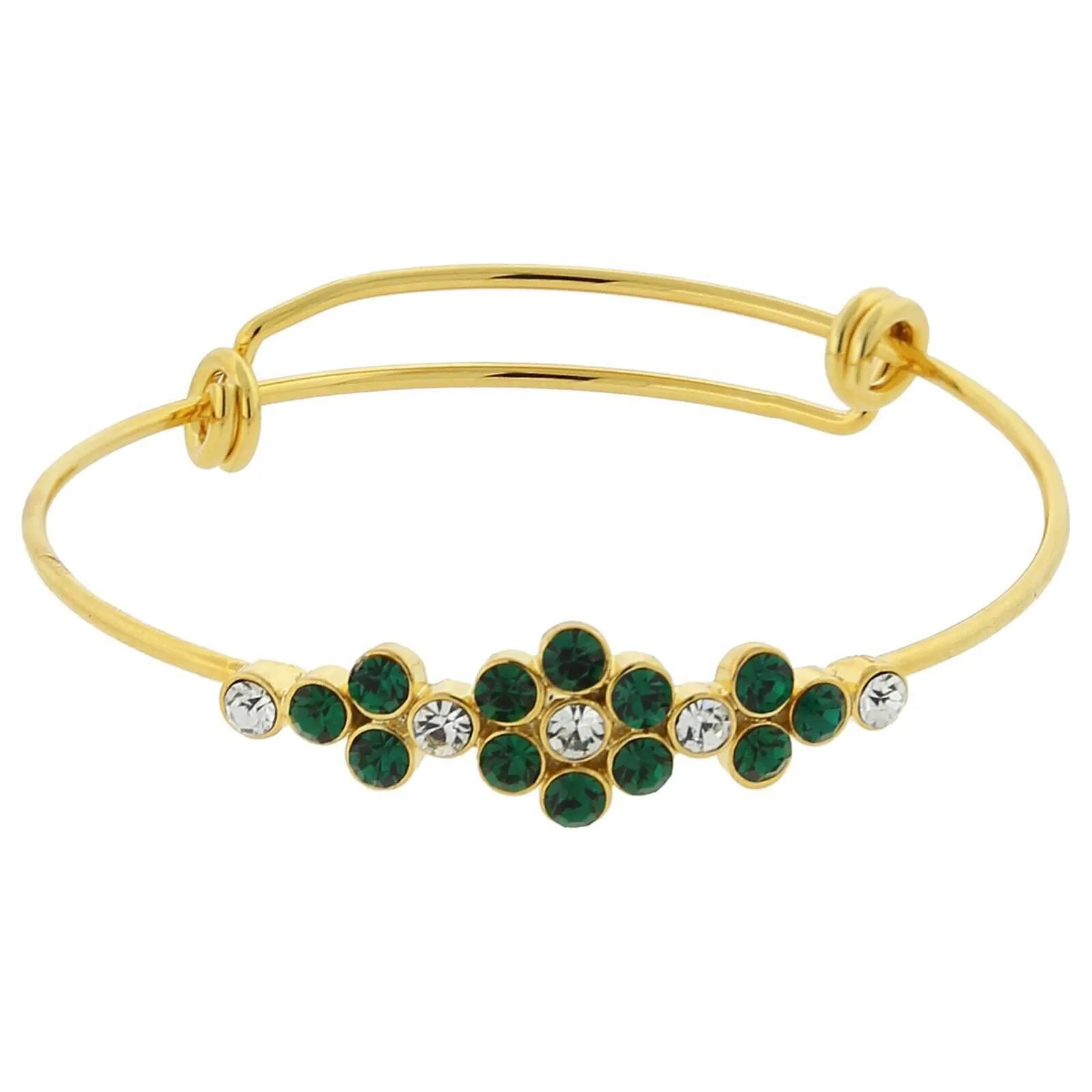 1928 Jewelry Crystal Flower Wire Bangle Bracelet 1928 Jewelry