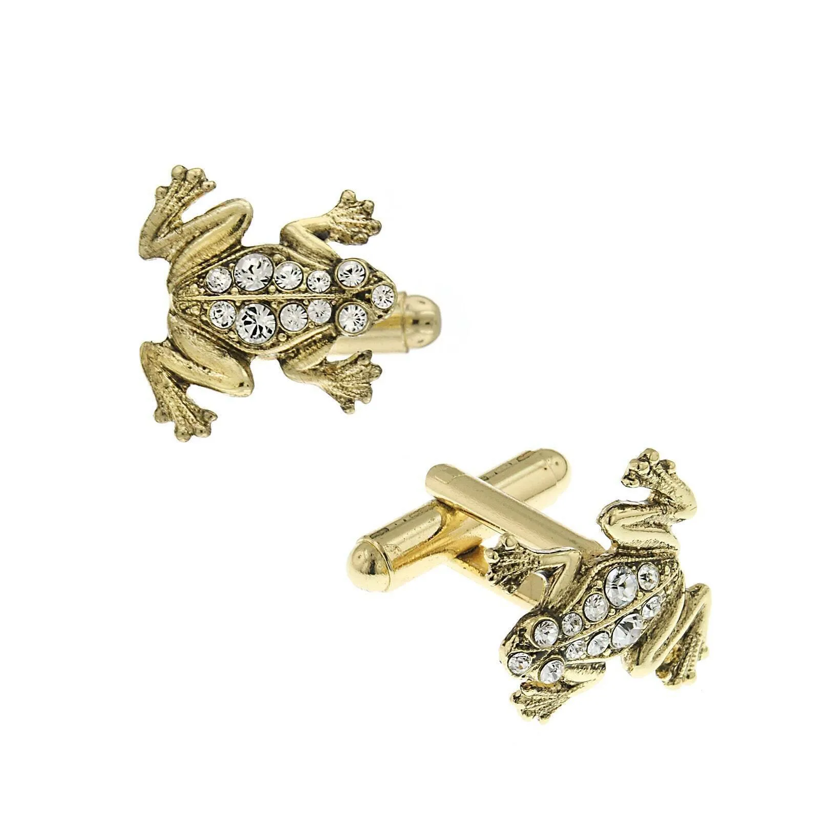 1928 Jewelry Crystal Frog Cufflinks 1928 Jewelry