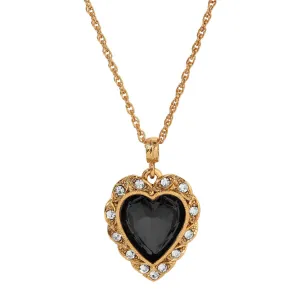 1928 Jewelry Crystal Heart & Stone Pendant Necklace 16" 1928 Jewelry