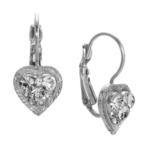 1928 Jewelry Crystal Heart Drop Earrings 1928 Jewelry
