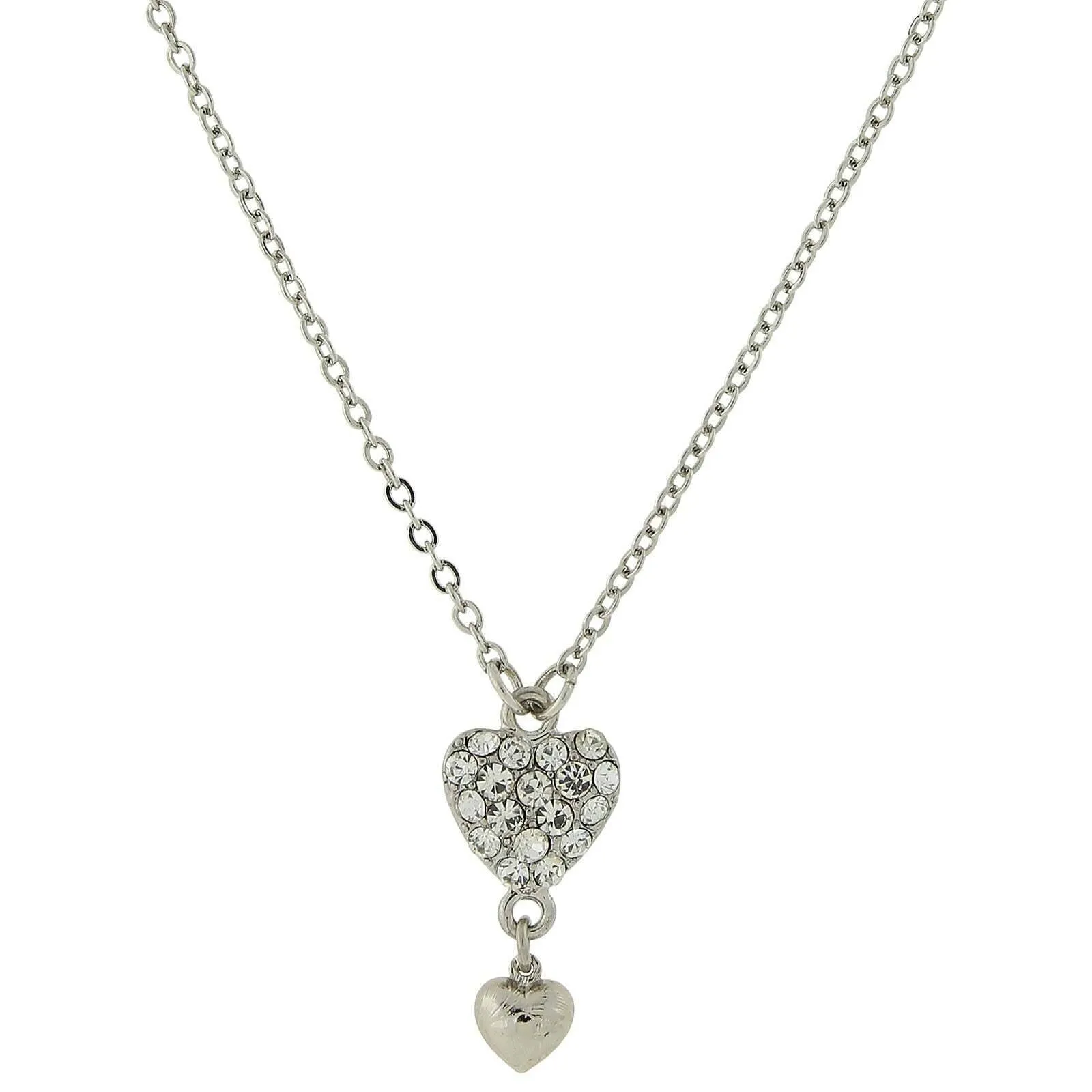 1928 Jewelry Crystal Heart Pendant With Drop Necklace 16"   3" Extender 1928 Jewelry