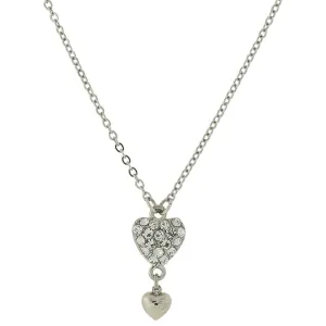 1928 Jewelry Crystal Heart Pendant With Drop Necklace 16"   3" Extender 1928 Jewelry