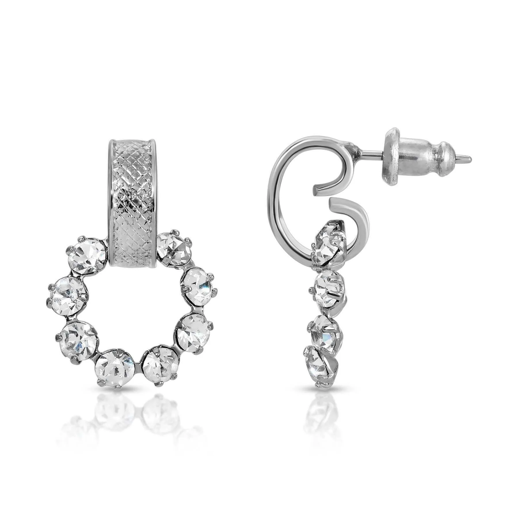 1928 Jewelry Crystal Hoop Post Drop Earrings 1928 Jewelry