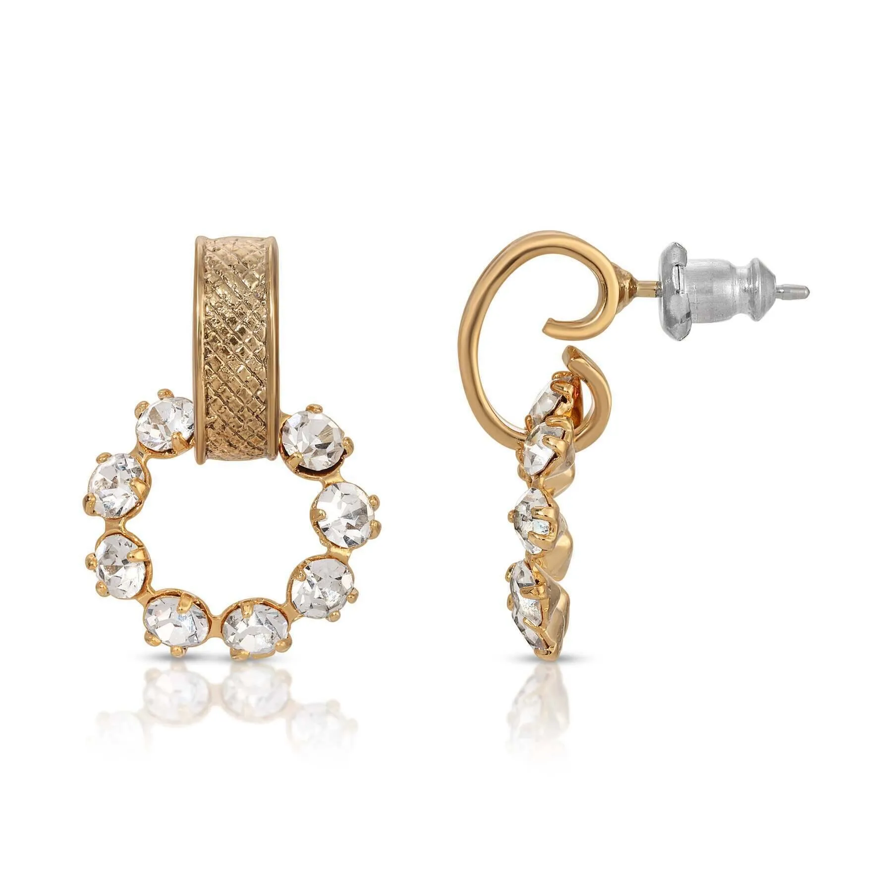 1928 Jewelry Crystal Hoop Post Drop Earrings 1928 Jewelry