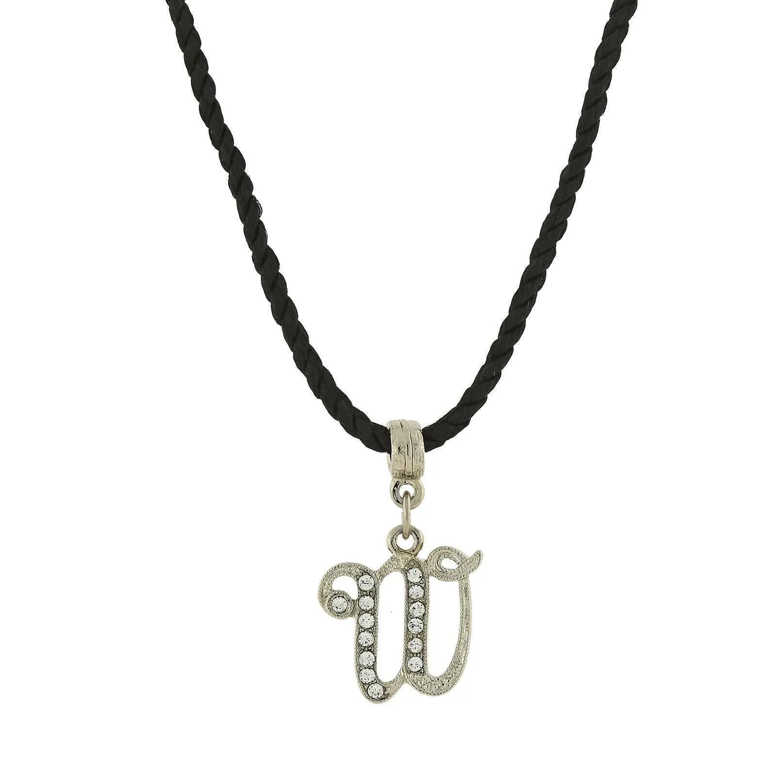 1928 Jewelry Crystal Initial Black Cord Necklace 14"   3" Extender 1928 Jewelry