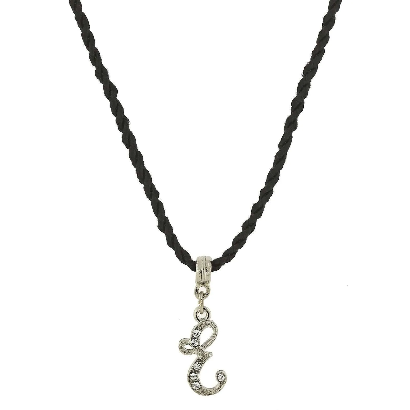 1928 Jewelry Crystal Initial Black Cord Necklace 14"   3" Extender 1928 Jewelry