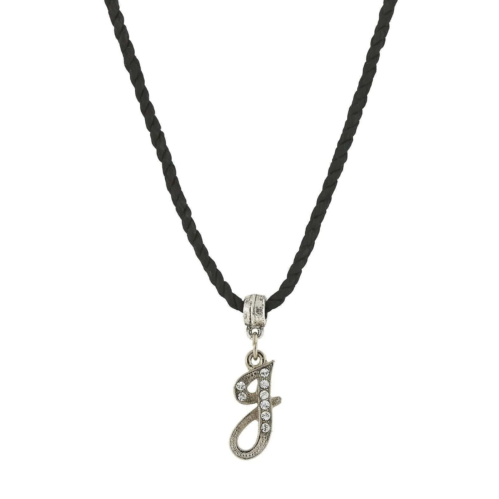 1928 Jewelry Crystal Initial Black Cord Necklace 14"   3" Extender 1928 Jewelry