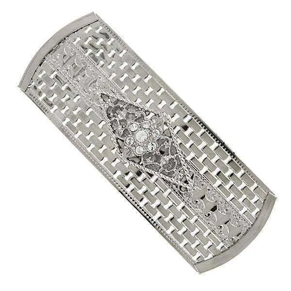 1928 Jewelry Crystal Large Rectangle Hair Barrette 1928 Jewelry