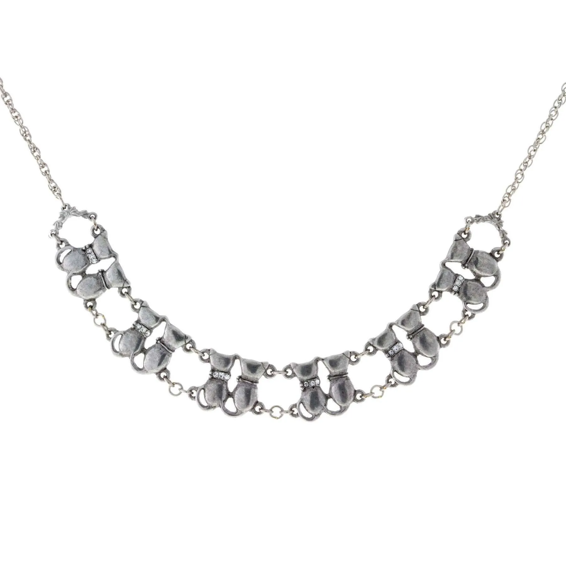 1928 Jewelry Crystal Multi Double Cat Double Chain Necklace 16"   3" Extender 1928 Jewelry