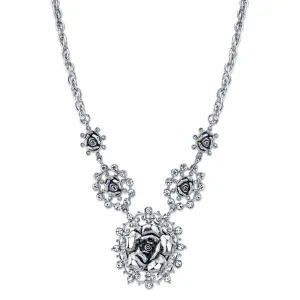 1928 Jewelry Crystal Multi Flower Drop Necklace 16"   3" Extender 1928 Jewelry