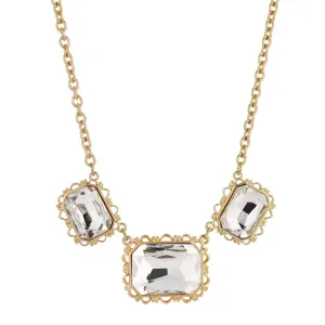 1928 Jewelry Crystal Octagonal Opulence Filigree Collar Necklace 16"   3" Extender 1928 Jewelry