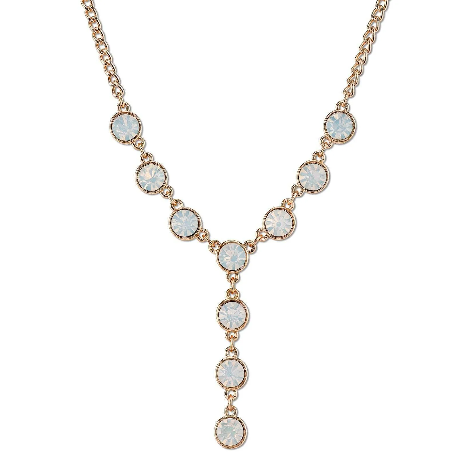 1928 Jewelry Crystal Opal Stone Y-Necklace 16"   3" Extension 1928 Jewelry