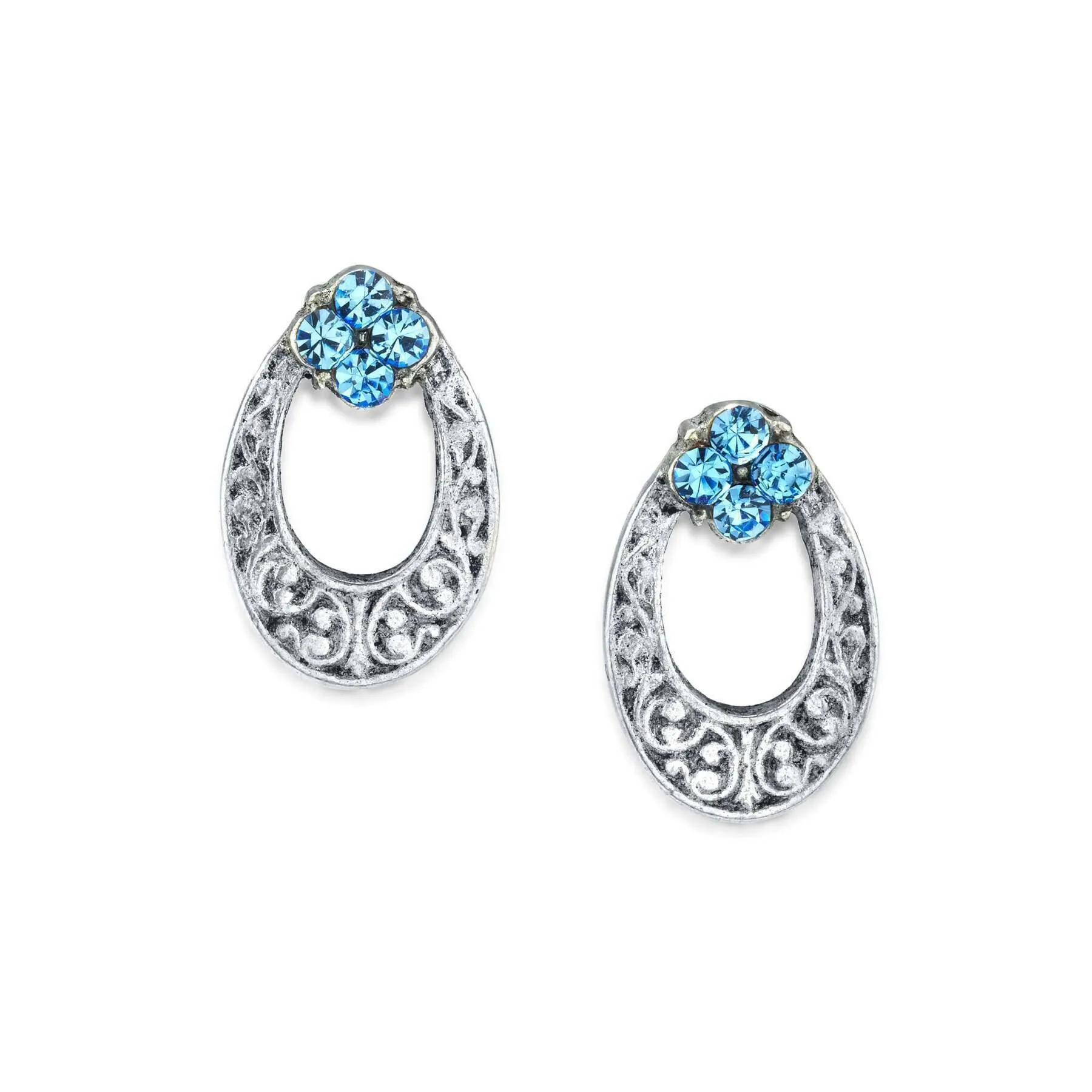 1928 Jewelry Crystal Oval Stud Earrings 1928 Jewelry