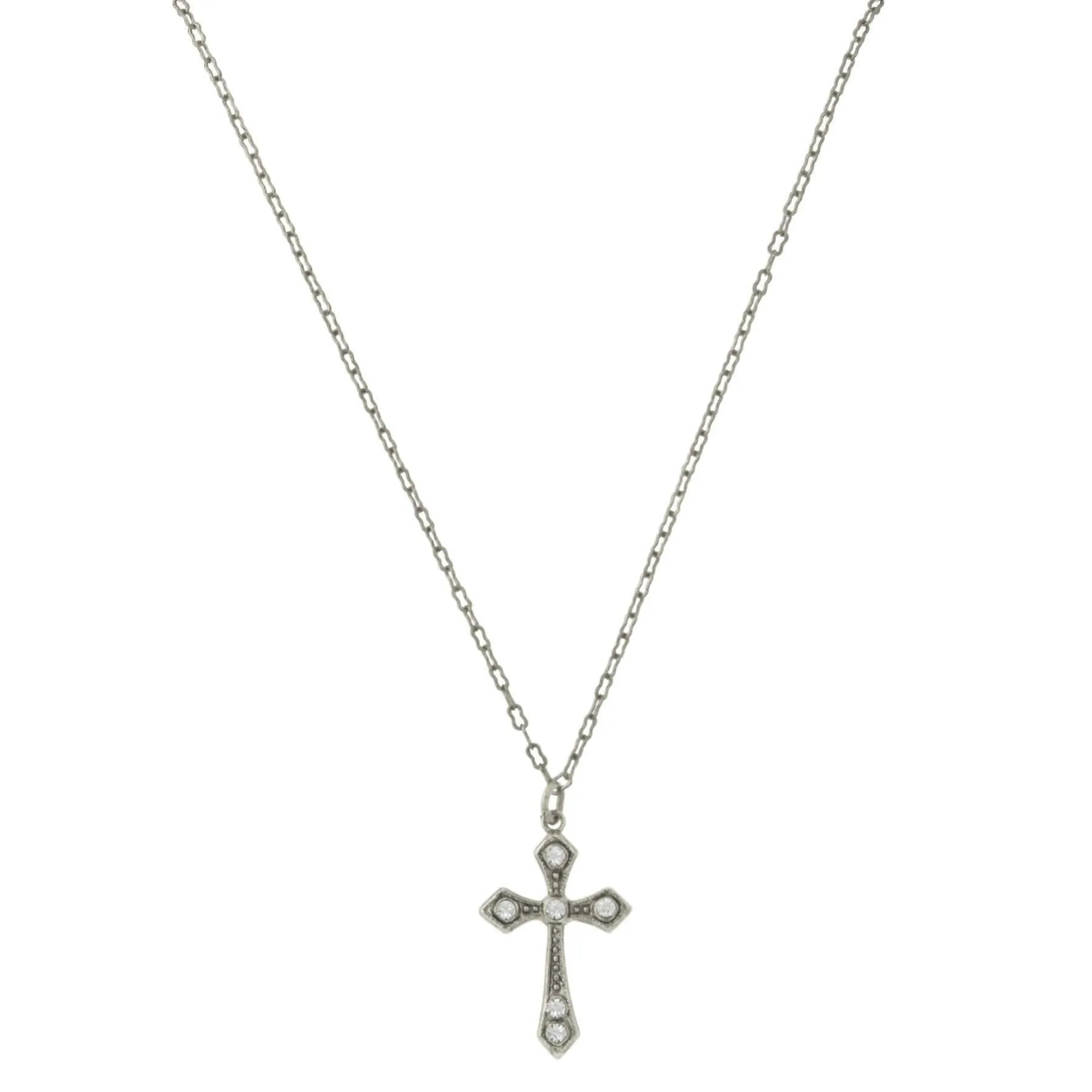1928 Jewelry Crystal Passion Cross Pendant Necklace 15"   3" Extender 1928 Jewelry