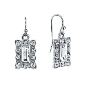 1928 Jewelry Crystal Rectangle Drop Earrings 1928 Jewelry
