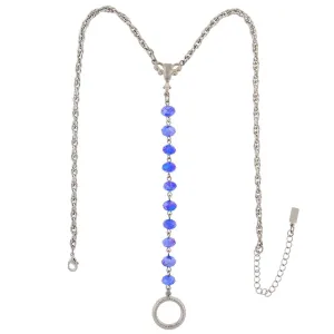 1928 Jewelry Crystal Rosary Badge And Eyeglass Holder Y-Necklace 16"   3" Extender 1928 Jewelry