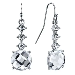 1928 Jewelry Crystal Round Faceted Drop Earrings 1928 Jewelry