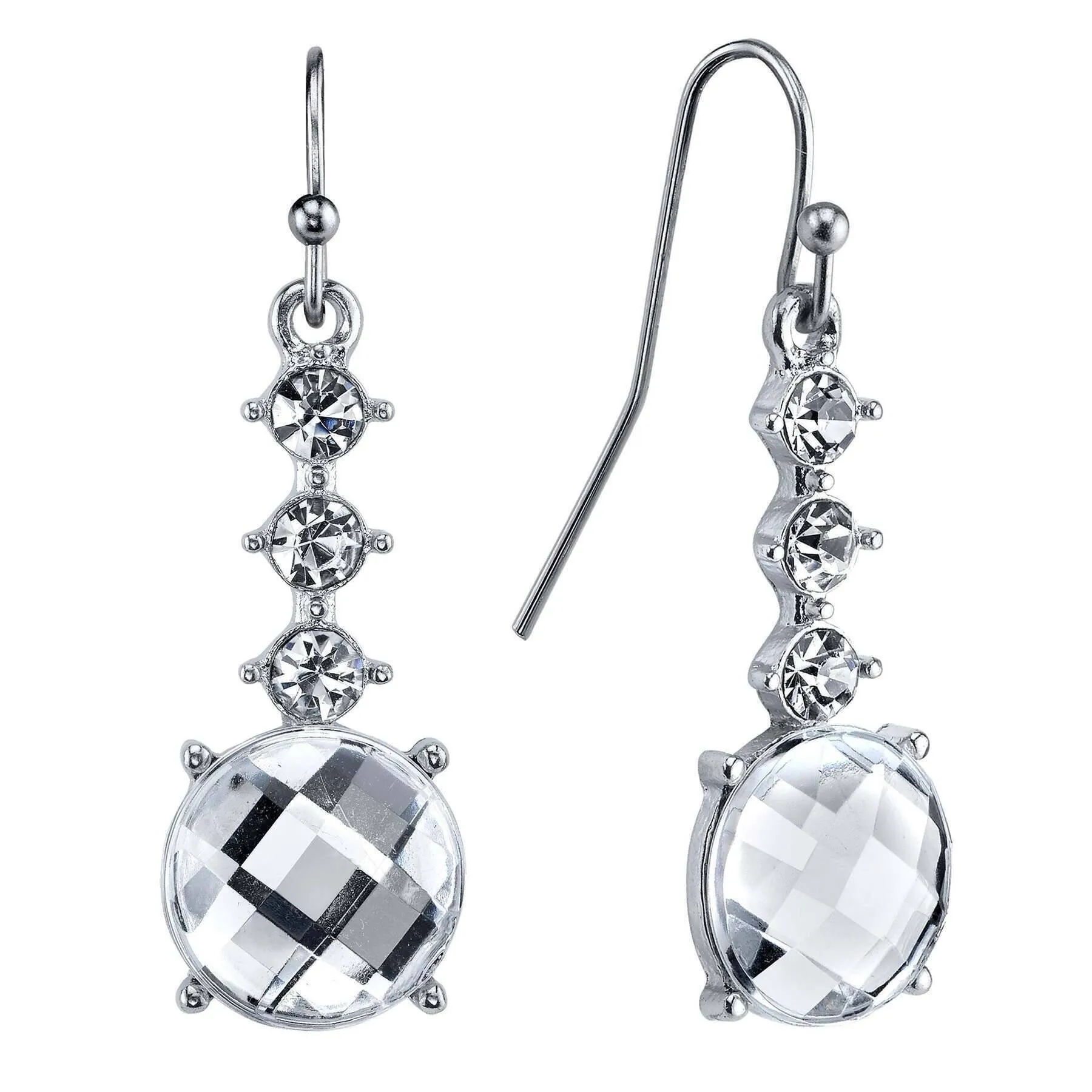 1928 Jewelry Crystal Round Faceted Drop Earrings 1928 Jewelry
