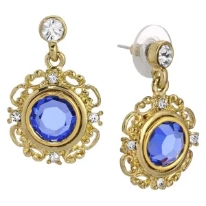 1928 Jewelry Crystal Sapphire Embrace Post Drop Earrings 1928 Jewelry