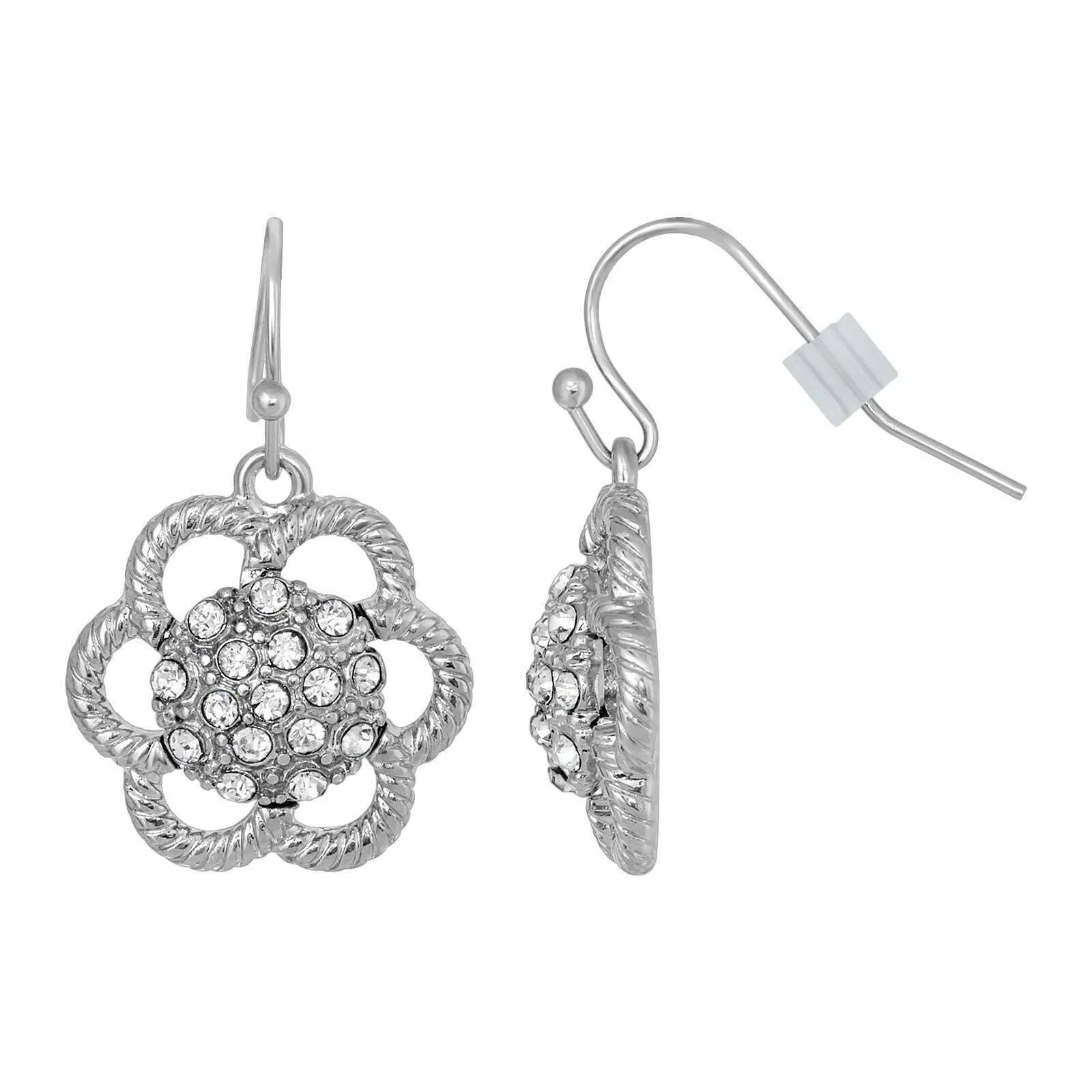1928 Jewelry Crystal Studded Flower Drop Earrings 1928 Jewelry