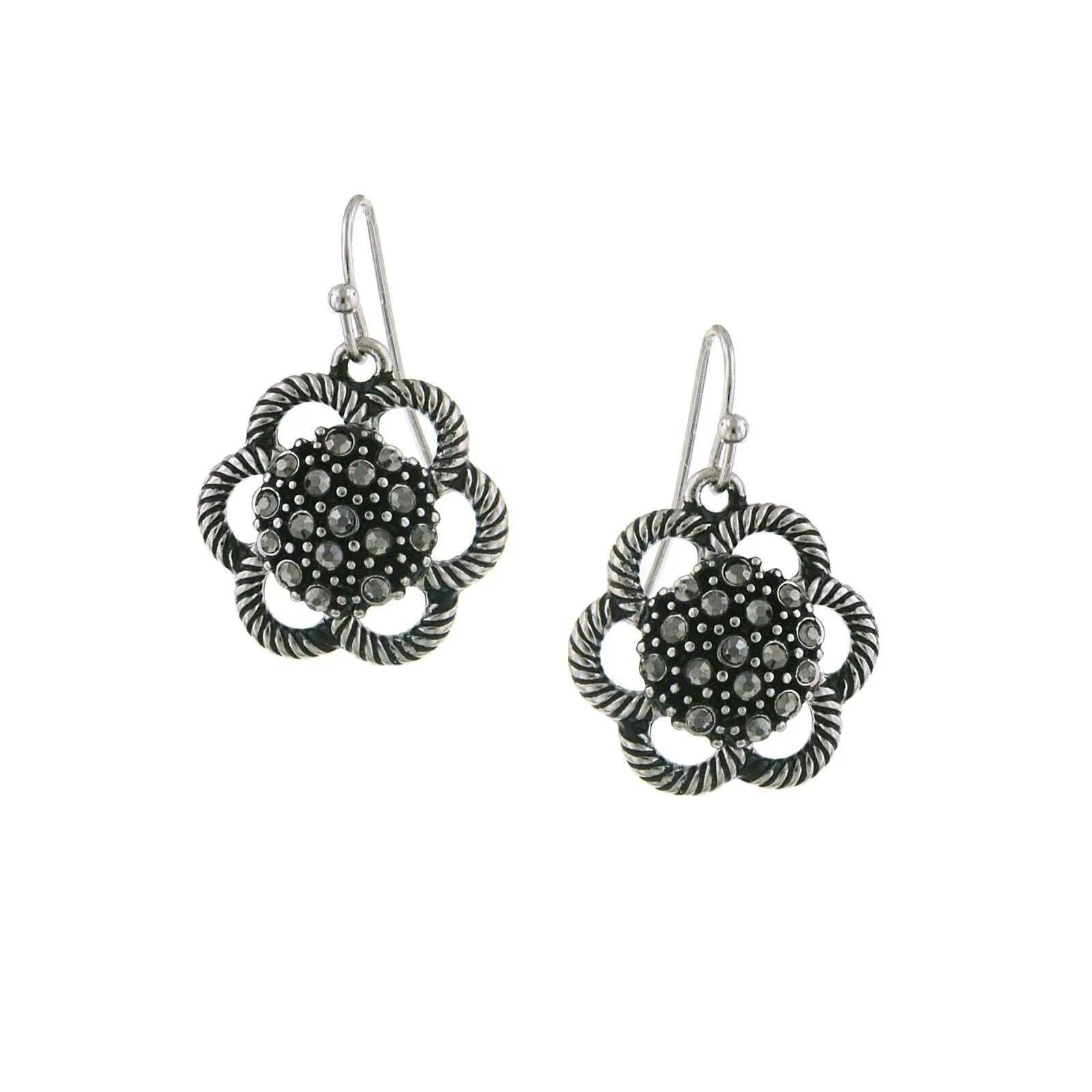 1928 Jewelry Crystal Studded Flower Drop Earrings 1928 Jewelry