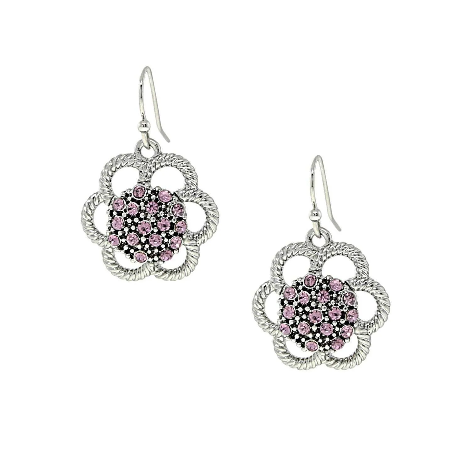 1928 Jewelry Crystal Studded Flower Drop Earrings 1928 Jewelry