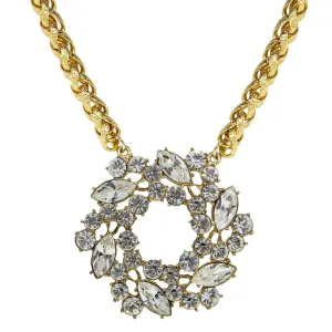 1928 Jewelry Crystal Wreath Pendant Necklace 16"   3" Extender 1928 Jewelry