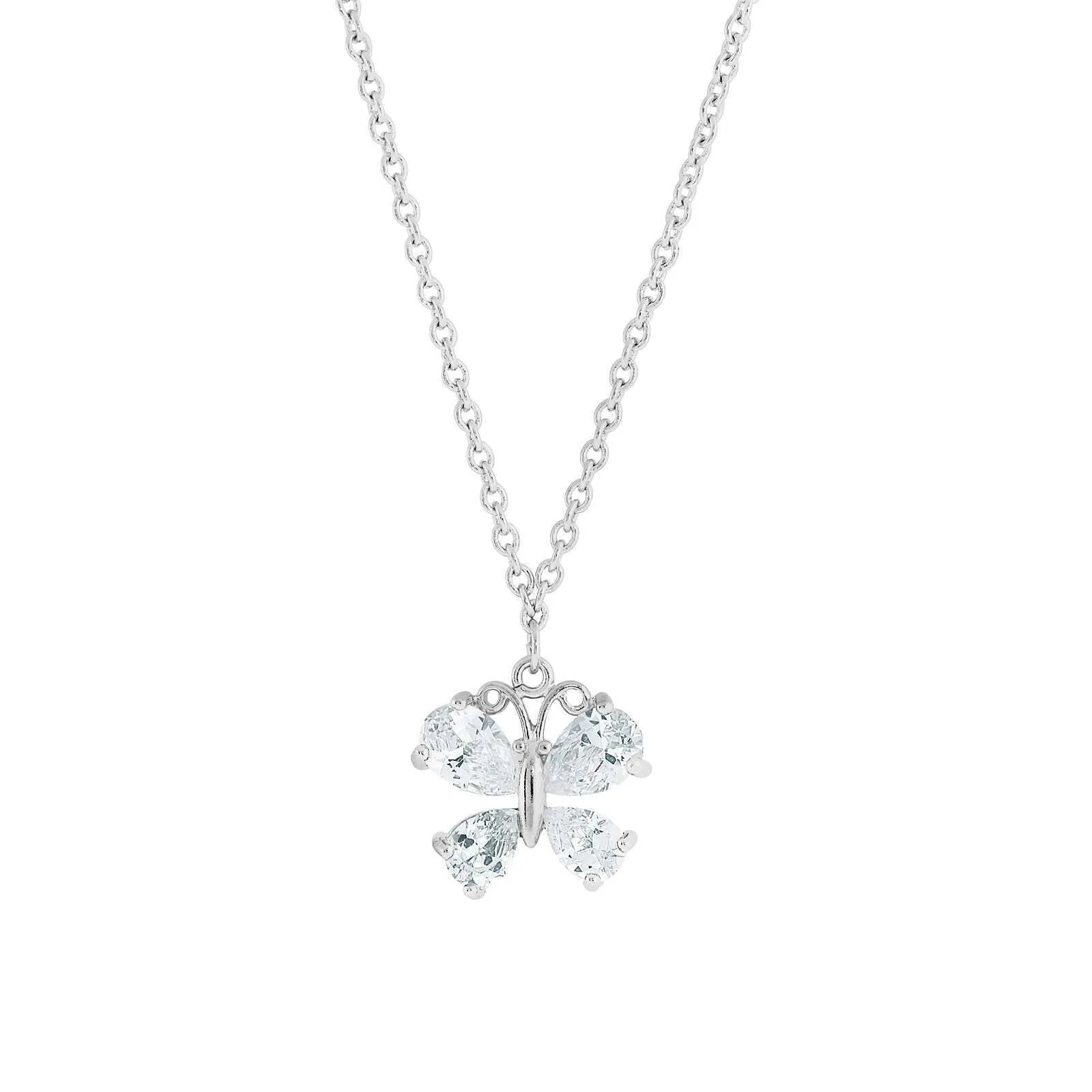 1928 Jewelry Cubic Zirconia Butterfly Pendant Necklace 16"   3" Extender 1928 Jewelry