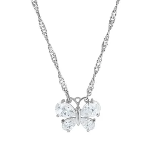 1928 Jewelry Cubic Zirconia Butterfly Pendant Necklace 16"   3" Extender 1928 Jewelry