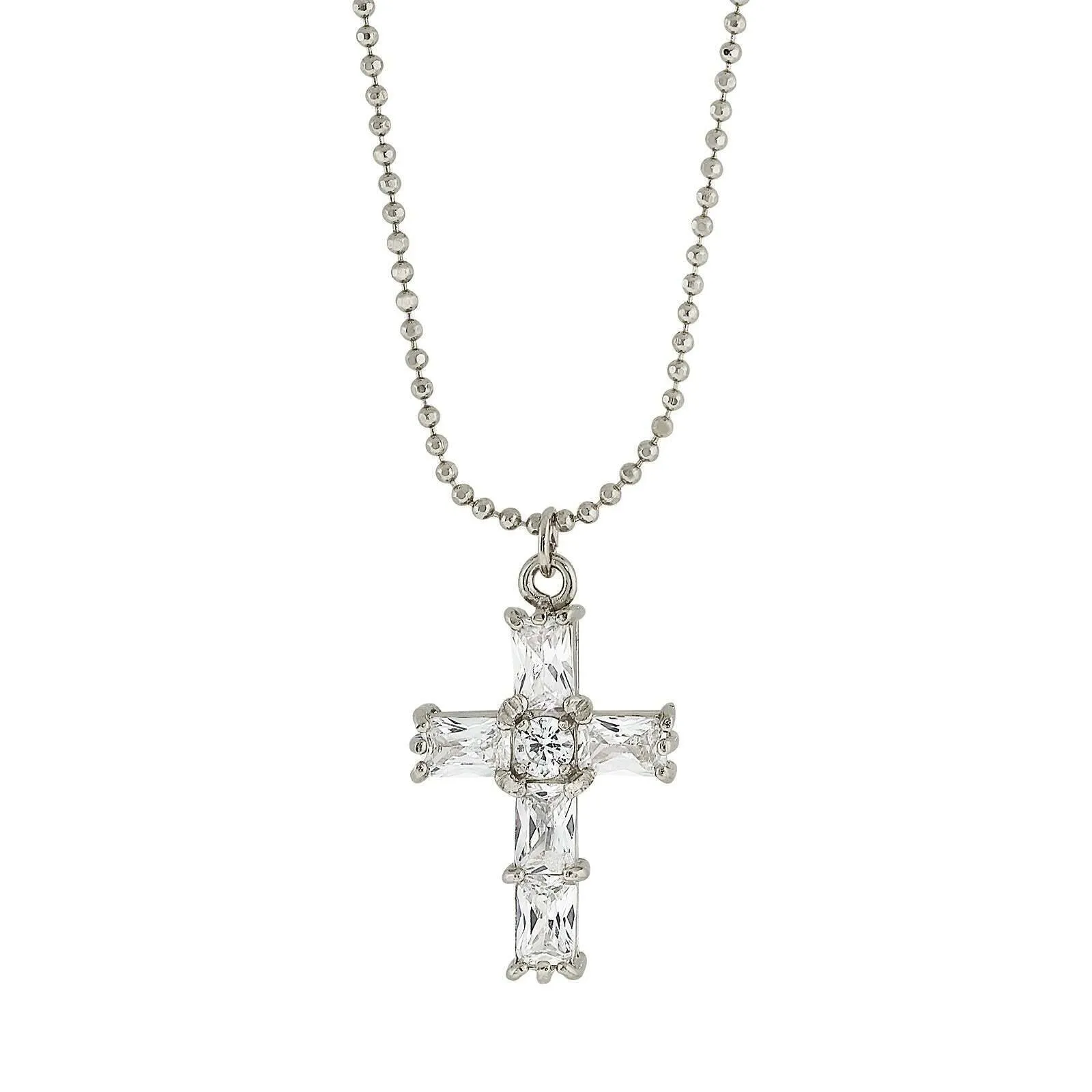 1928 Jewelry Cubic Zirconia Cross Pendant Necklace 18" 1928 Jewelry