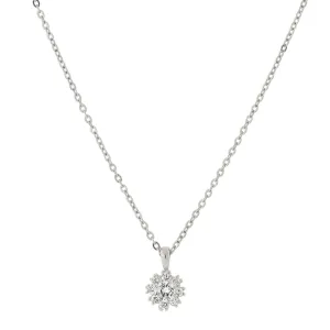 1928 Jewelry Cubic Zirconia Flower Setting Pendant Necklace 16"   3" Extender 1928 Jewelry