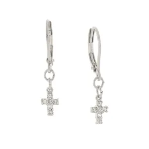 1928 Jewelry Cubic Zirconia Petite Cross Drop Earrings 1928 Jewelry
